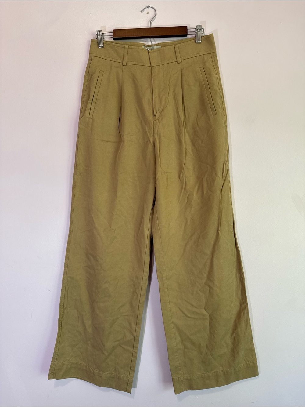Everlane The Way High Wide Leg Drape Trouser Pant Ash Brown Size 8 EUC